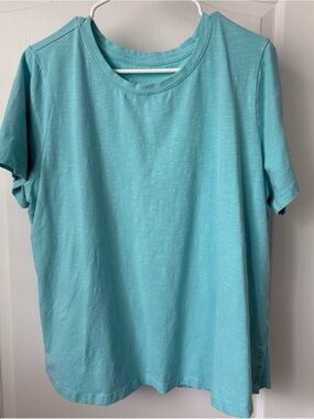 Women's Short Sleeve Crew Tee in Aqua Blue Cotton Blend